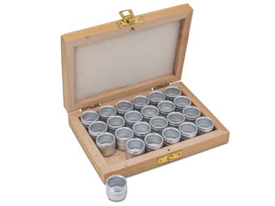 Boîte de rangement 24 boîtes rondes en aluminium, 15,5 x 11 x 2,9 cm, Bois - Image Standard - 2