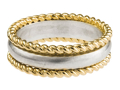 Bague anneau torsadé 1,60 mm, Or jaune 9k, doigt 55 - Image Standard - 3