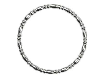 Bague anneau perlé, ovale et rondelle alt 1,5 mm, Argent 925, doigt 50 - Image Standard - 2