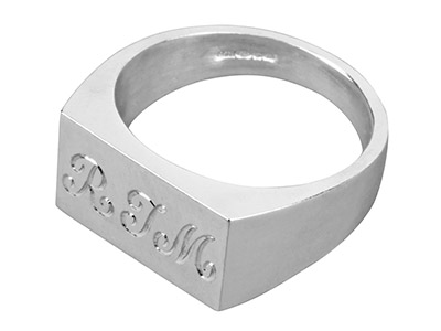 Chevalière massive carrée 17 x 12 mm, Argent 925, doigt 60 - Image Standard - 3