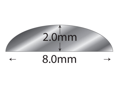 Fil demi-jonc Argent 925 recuit, 8,00 x 2,00 mm - Image Standard - 2