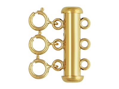 Fermoir 3 rangs, tube avec 3 anneaux ressort, Gold filled