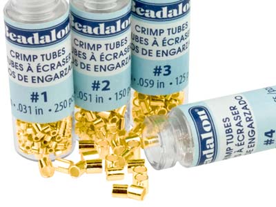 Perles à écraser Beadalon, tailles : 1 , 2, 3 et 4, Doré. Pack de 4 tubes