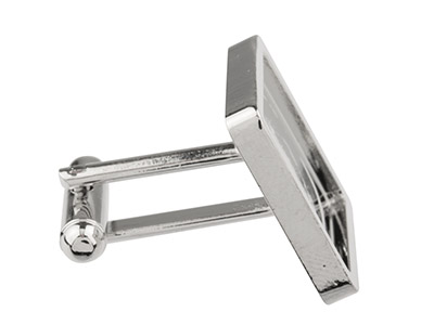 Système manchette carré 16 mm, plaqué rhodié, sachet de 2 paires - Image Standard - 2