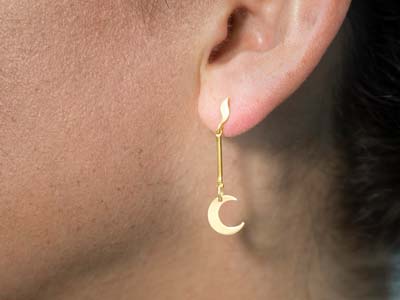 Barre de connexion pour boucles d'oreilles, 15 x 1 mm, Or jaune 9k, la pièce - Image Standard - 2