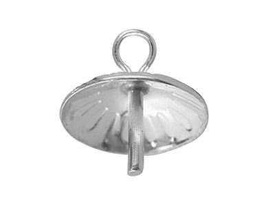 Bélière pour perle avec calotte 4 mm, tige lisse, Or gris 9k - Image Standard - 2