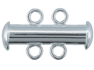 Fermoir 2 rangs, tube 16 x 5 mm, Argent 925