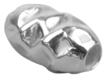 Boule ovale martelée 2 trous 8 x 5 mm, Argent 925, sachet de 10