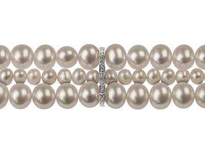 Intercalaire triple 6 x 18 mm pour perles, Argent 925 avec Zircones - Image Standard - 4