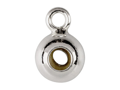 Boule d'arrêt 6 mm 2 trous avec anneau, coeur en silicone, Argent 925 - Image Standard - 2