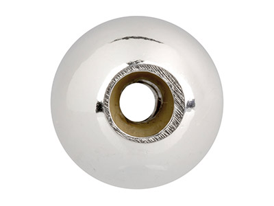 Boule d'arrêt forme Ellipse 8 mm 2 trous, coeur silicone,  Argent 925 - Image Standard - 2