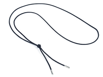 Cordon en coton Noir 3,60 mm, pour collier de perles, embouts Argent 925, 100 cm