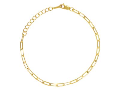 Bracelet maille rectangle avec extension, 16,50-19 cm, Gold filled