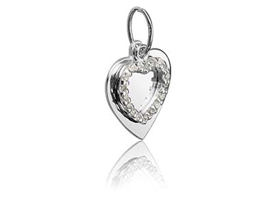 Pendentif double Coeur, Argent 925 avec Zircones - Image Standard - 2