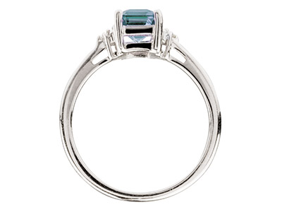 Bague Topaze bleue 7 x 5 x 6 mm et diamant, Argent 925, doigt 56 - Image Standard - 2