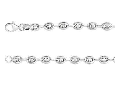 Collier maille Forçat marine allongée 4 mm, 50 cm, Argent 925 rhodié - Image Standard - 2