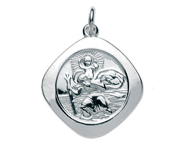 Médaille St Christophe carrée reversible, 21,60 mm, Argent 925 - Image Standard - 3