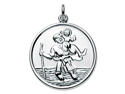 Médaille St Christophe ronde grand modèle, 24,10 mm, Argent 925