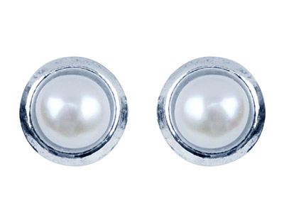 Boucles doreilles Perle de culture blanche 6 mm, Argent 925