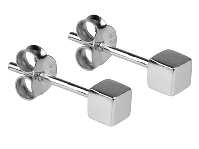 Boucles d'oreilles Cube 3,4 mm, Argent 925 - Image Standard - 2