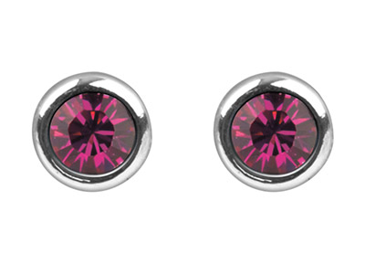 Boucles d'oreilles pierre de naissance Juillet, Cristal couleur rubis, 4 mm, Argent 925 - Image Standard - 2