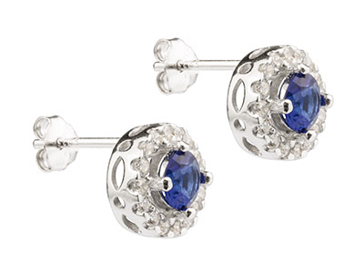 Boucles d'oreilles Zircones Bleus et transparents, Argent 925 - Image Standard - 2