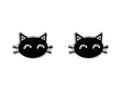 Boucles d'oreilles Chat Or et Noir – Vraiment-chat