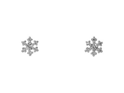 Boucles doreilles Flocon de neige avec oxydes de zirconium, Argent 925