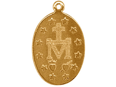 Médaille Vierge miraculeuse 11,40 x 18 mm, double face, Or jaune 9k - Image Standard - 2