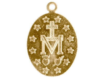 Médaille Vierge miraculeuse, double face, Or jaune 9k - Image Standard - 2